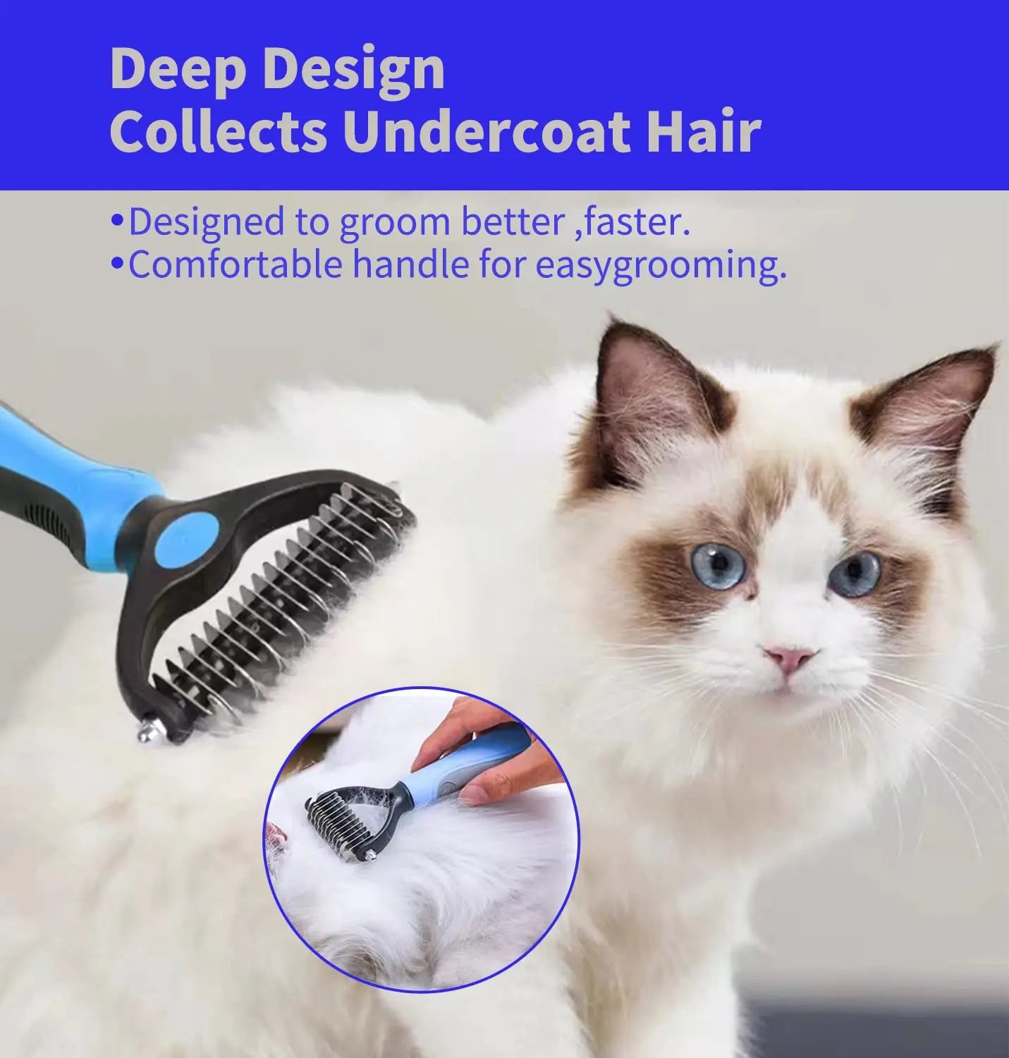 Professional Pet Deshedding & Knot Cutter Brush