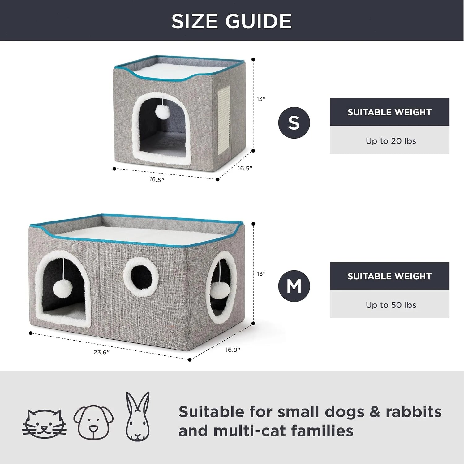 Wide Indoor Cat House with Scratch Pad