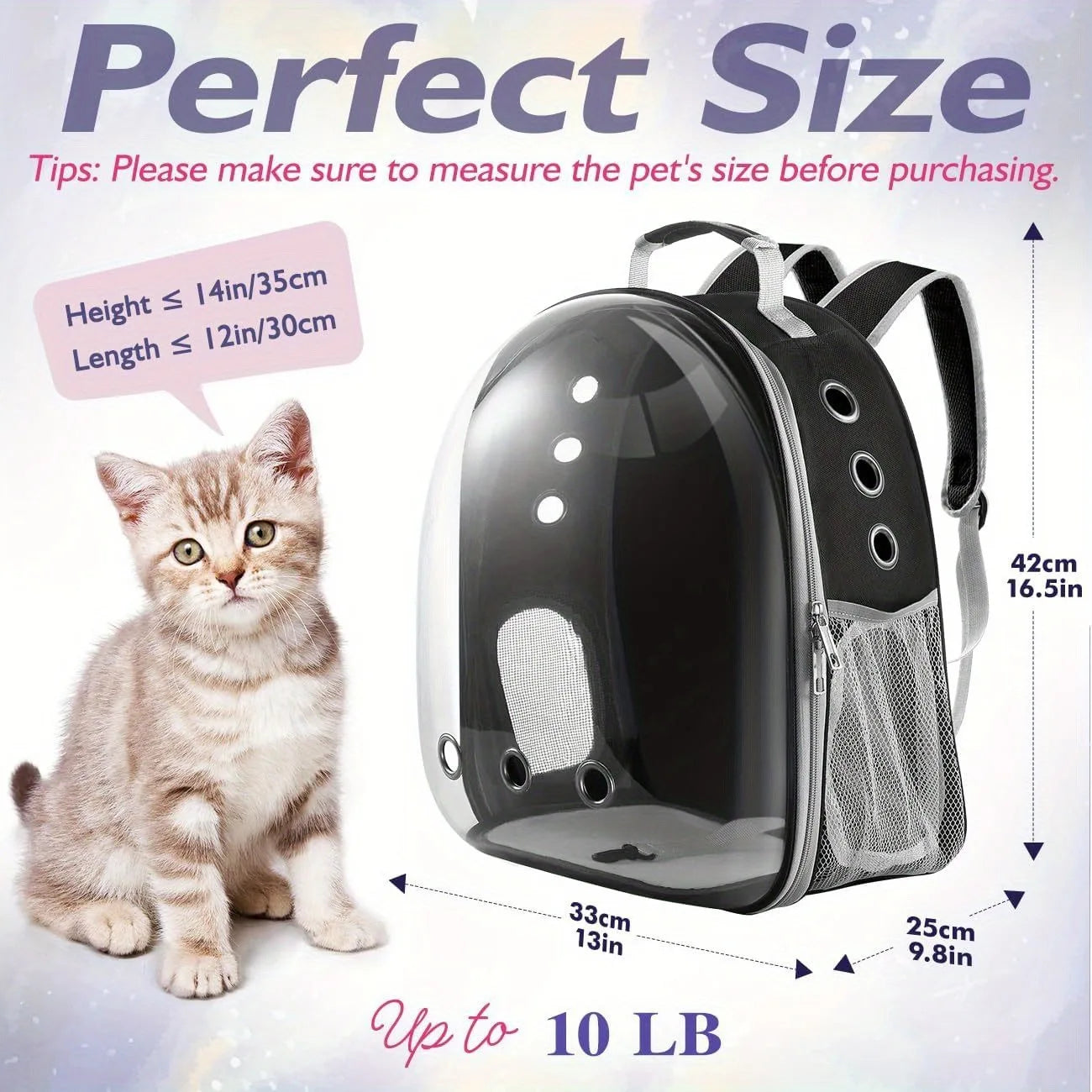 Pet Bubble Backpack Carrier – Breathable Travel Bag for Cats & Small Dogs