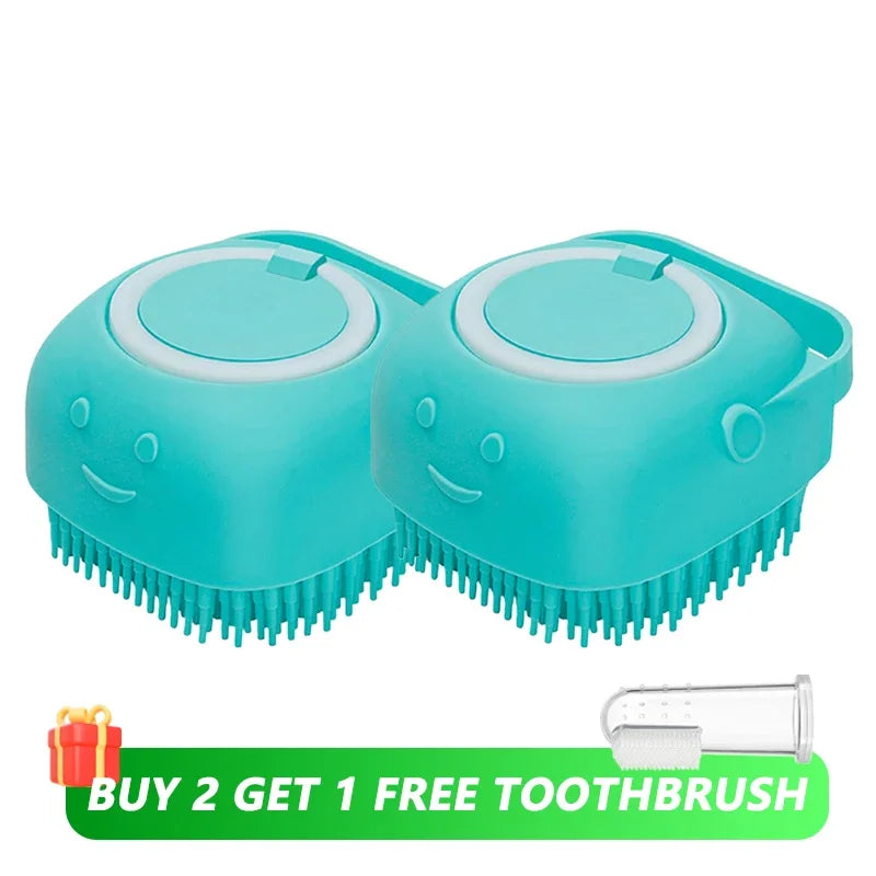 Dog Bathing & Massage Brush with Shampoo Dispenser