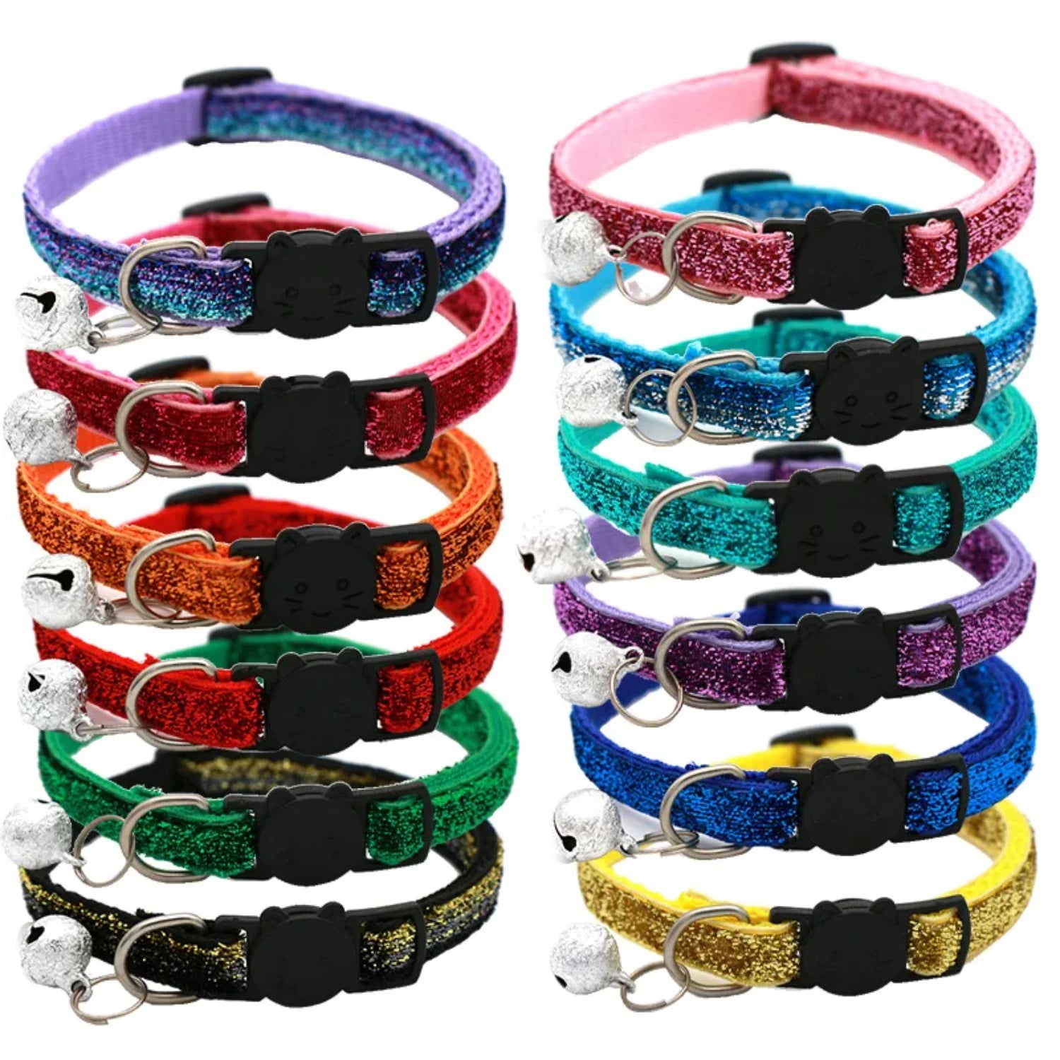 2PCS Adjustable Cat Collars with Bell