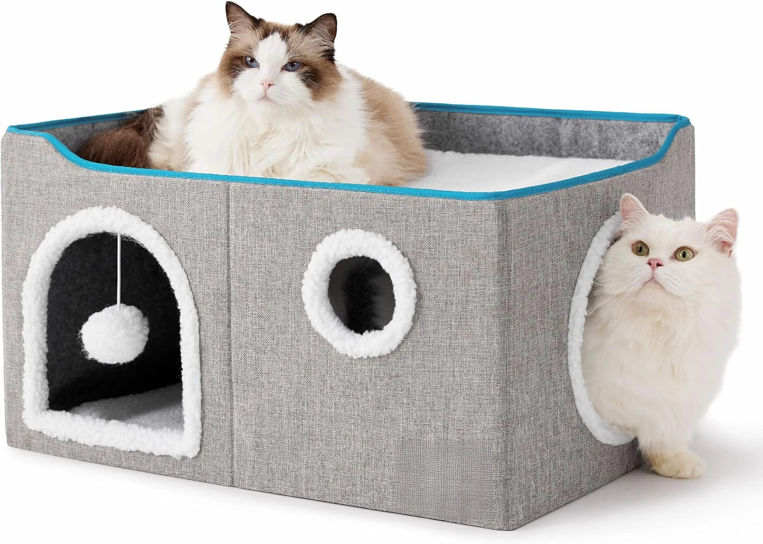 Wide Indoor Cat House with Scratch Pad
