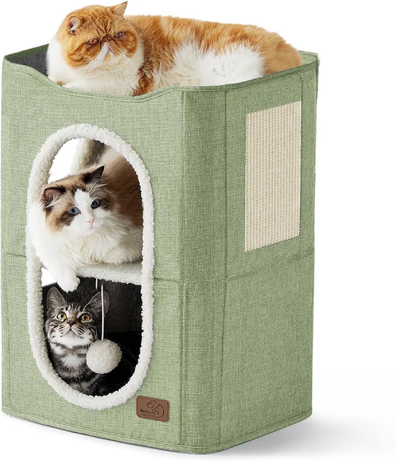 Wide Indoor Cat House with Scratch Pad