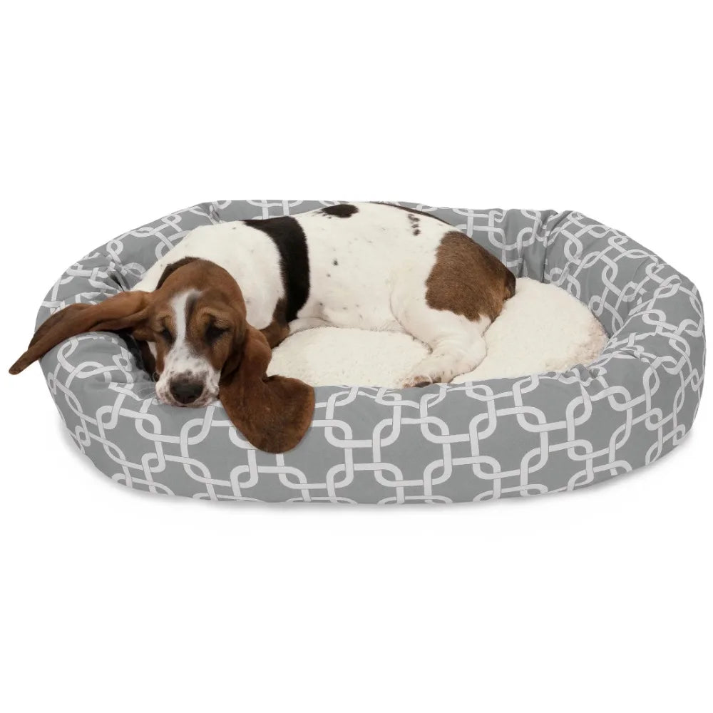 Sherpa Links Calming Bagel Pet Bed – Medium Navy Blue