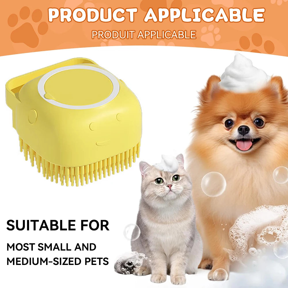 Dog Bathing & Massage Brush with Shampoo Dispenser