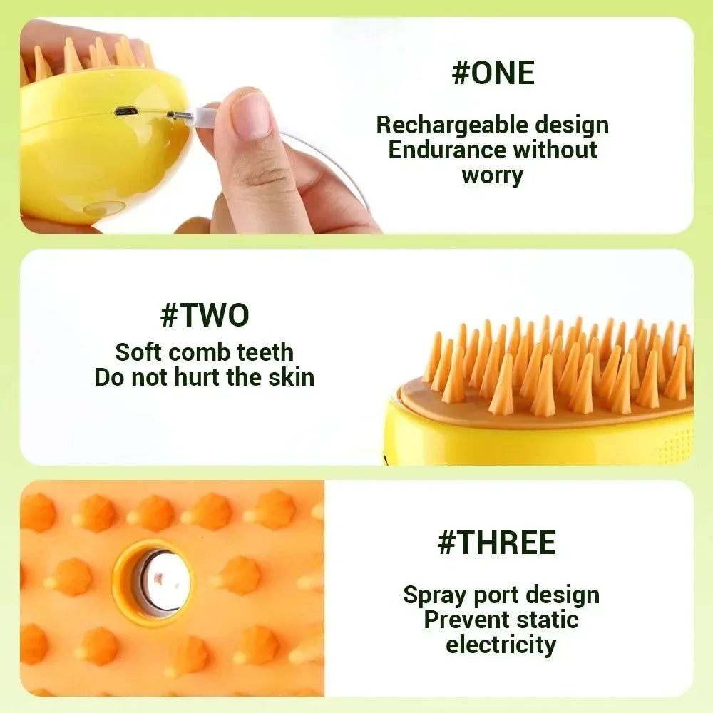 3-in-1 Electric Steamy Pet Grooming Brush