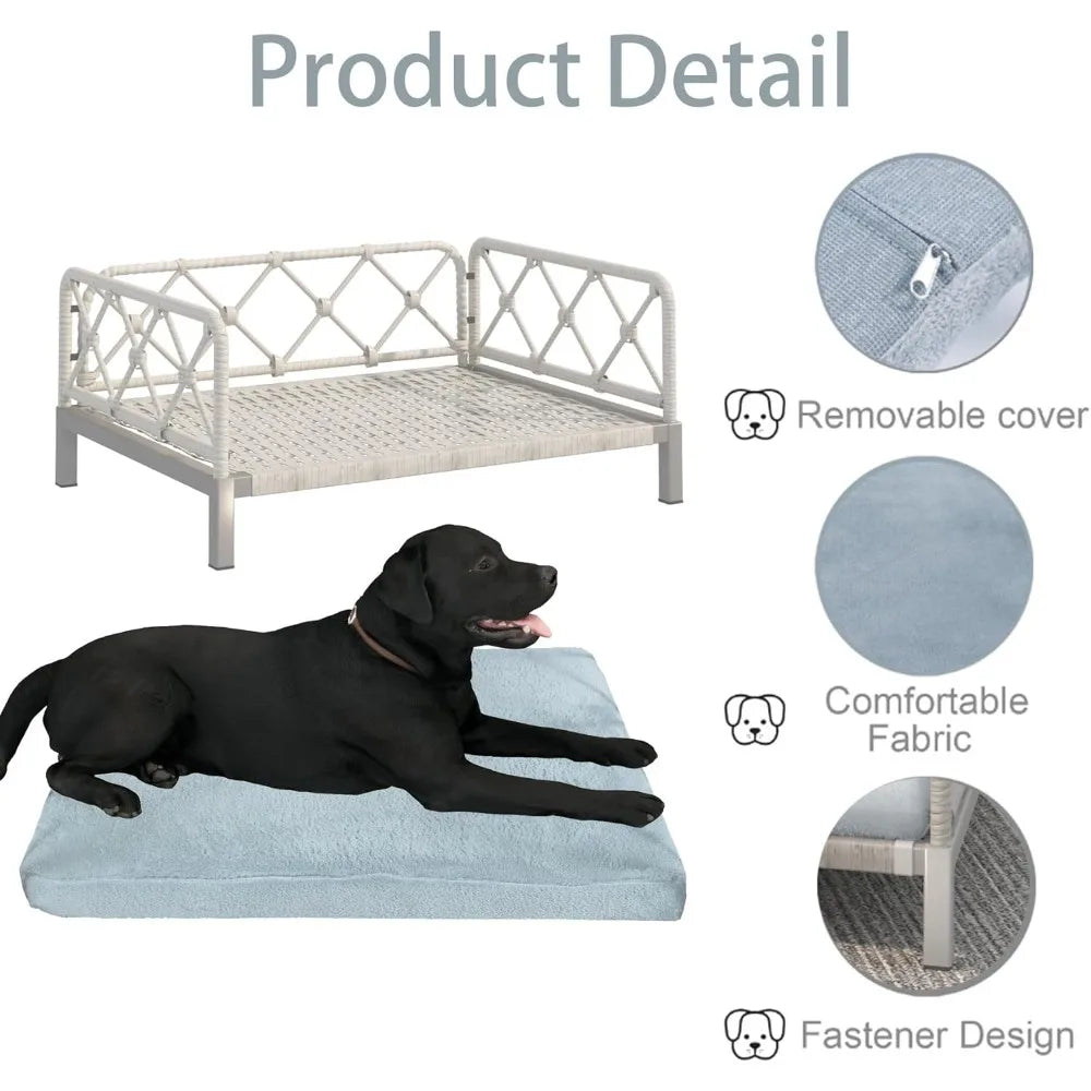 Wicker Dog Bed with 2” Cushion – Grey