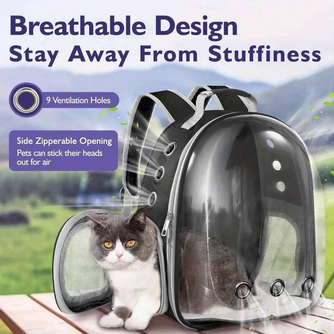 Pet Bubble Backpack Carrier – Breathable Travel Bag for Cats & Small Dogs