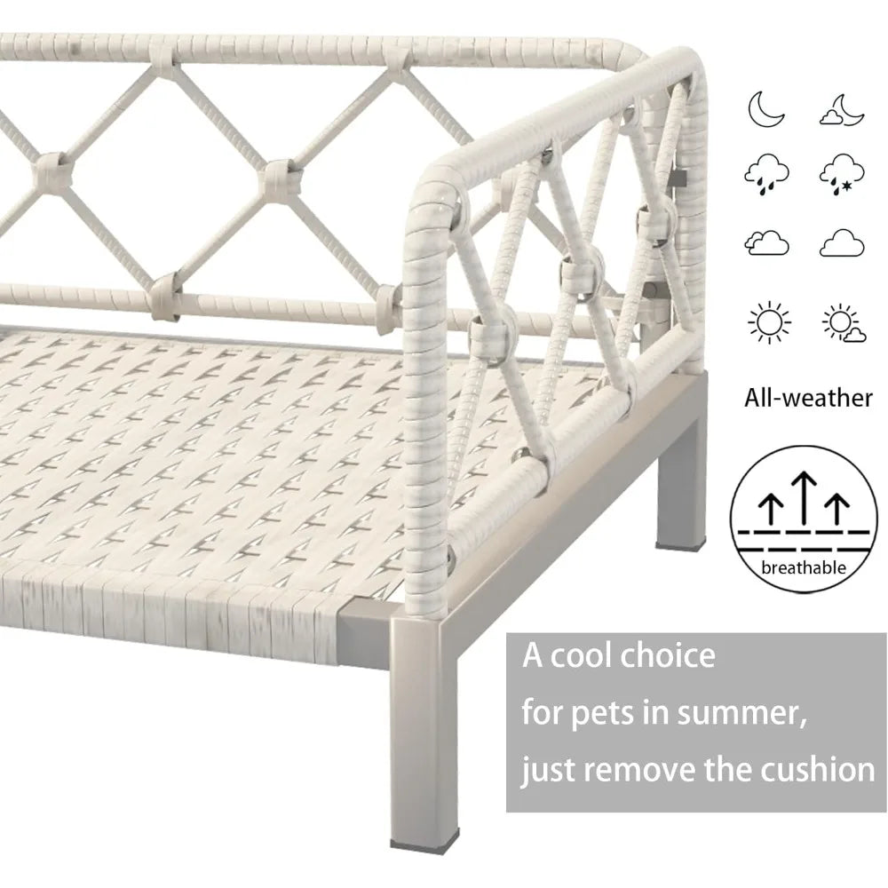 Wicker Dog Bed with 2” Cushion – Grey