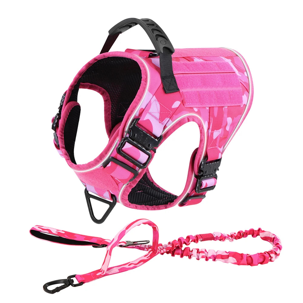 Reflective Tactical Dog Harness with Metal Buckles
