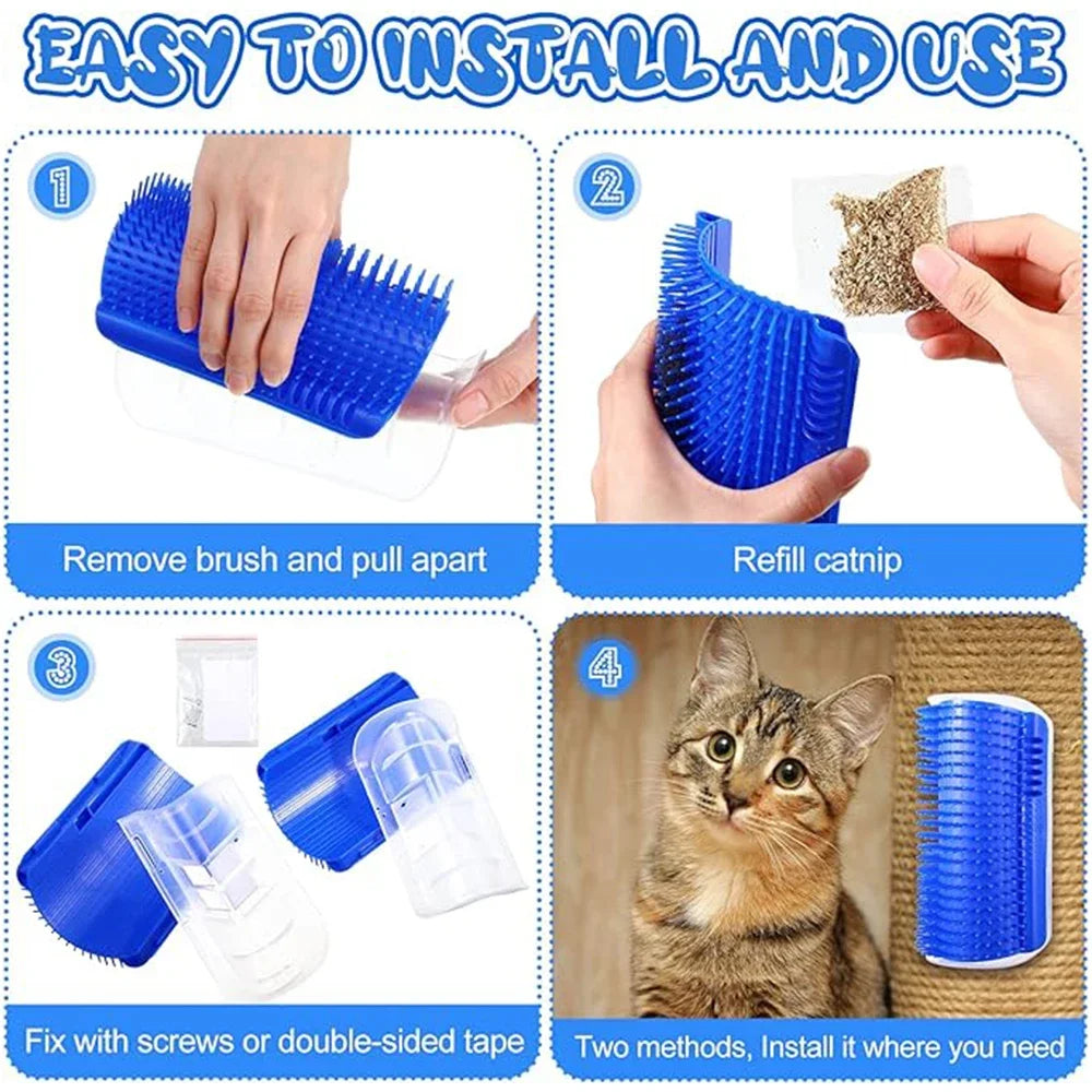 Cat Self-Grooming Wall Brush with Catnip