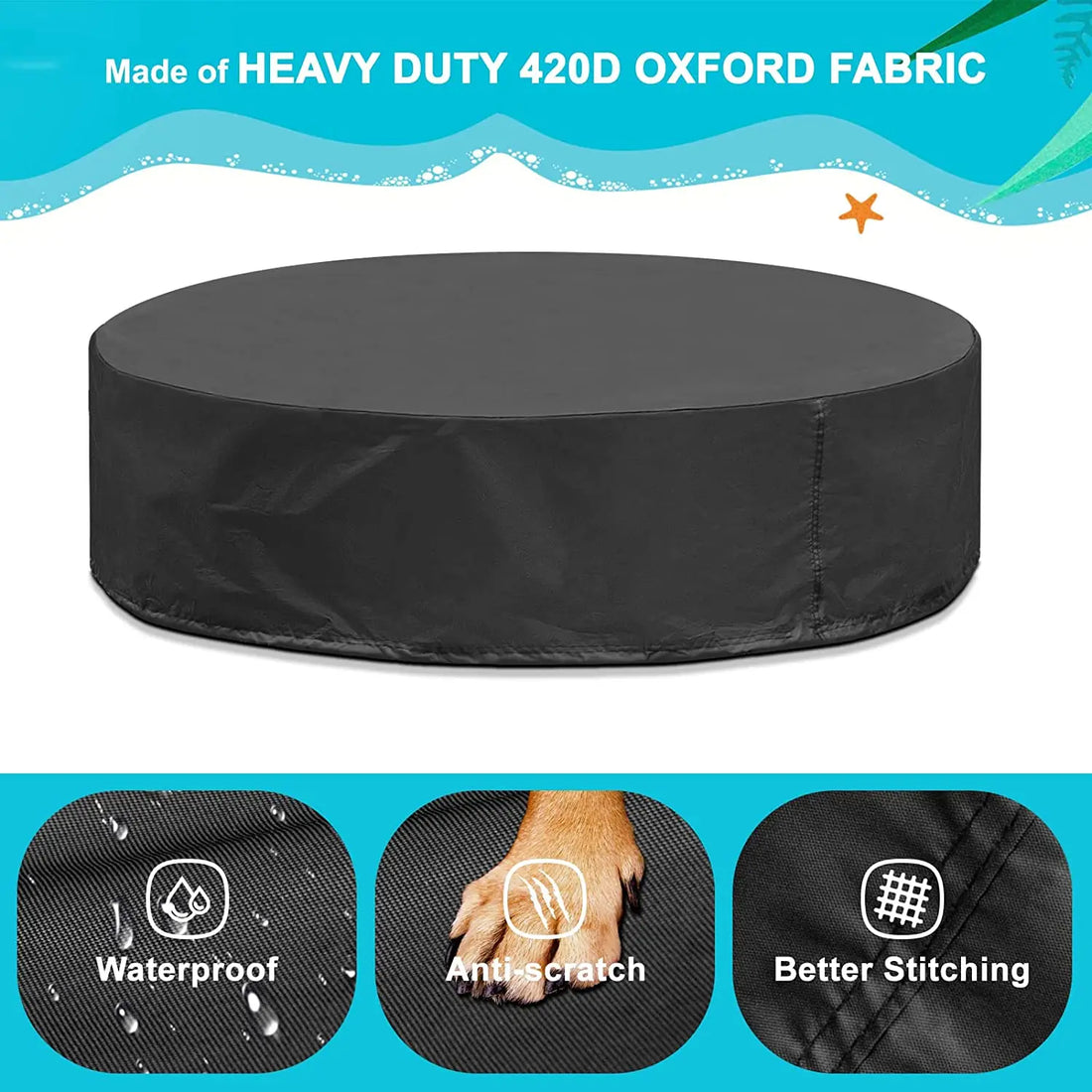 Portable Dog Swimming Pool with Cover – Scratch-Resistant Pet Bath Tub