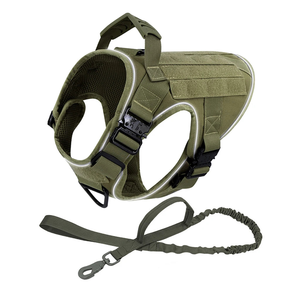 Reflective Tactical Dog Harness with Metal Buckles