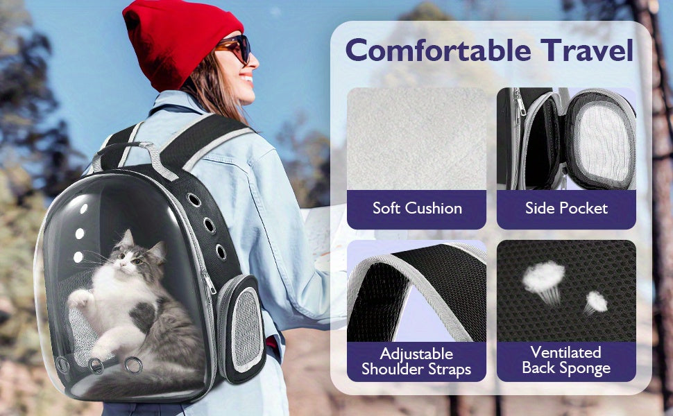 Pet Bubble Backpack Carrier – Breathable Travel Bag for Cats & Small Dogs