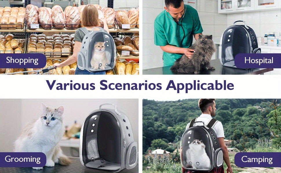 Backpack Carrier/ Bubble Carrying Bag for Small Medium Dogs Cats, Transparent Cat Space Capsule, Breathable Cat/ Dog Travel Bag